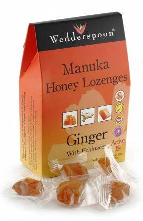 bomboane cu miere de manuka ghimbir si echinacea 120g wedderspoon