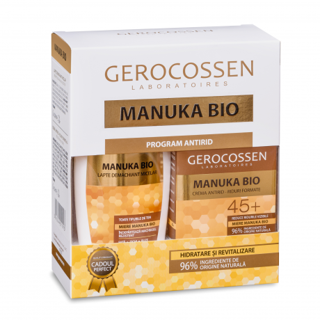 set cadou manuka lotiune demachianta crema antirid 45 bio gerocossen